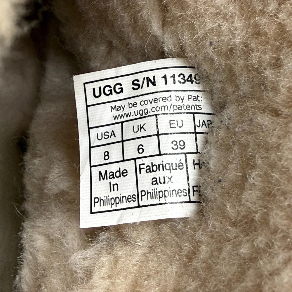 UGG Classic Mini Side Logo Boots Womens 8 Shearling Sherpa Cozy Chestnut
